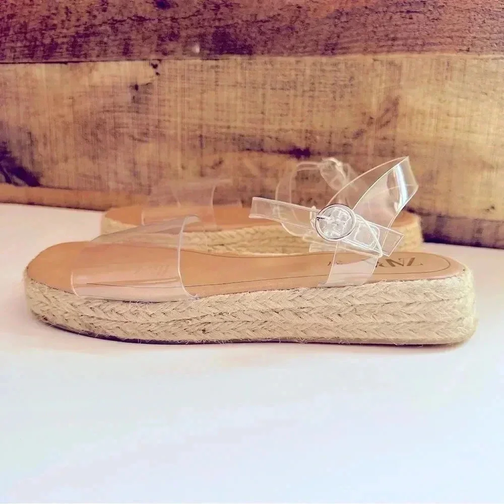 NWT Zara Vinyl Espadrille Sandals